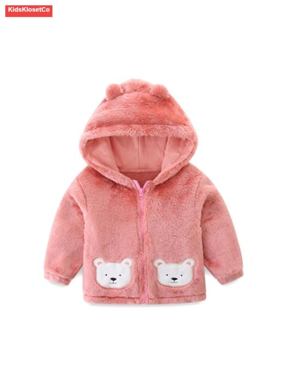 Fleece Hooded Jacket with Bear Ears for Toddler Kids Zip Up Warm Winter Coat
